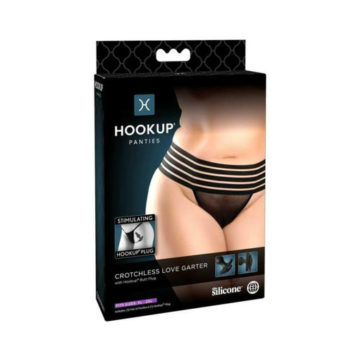 Hookup Crotchless Love Garter Black Fits Size Xl-xxl | cutebutkinky.com