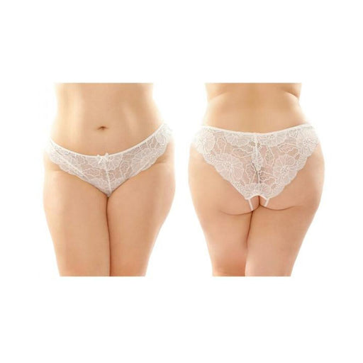 Poppy Crotchless Floral Lace Panty 6-pack Q/s White | cutebutkinky.com