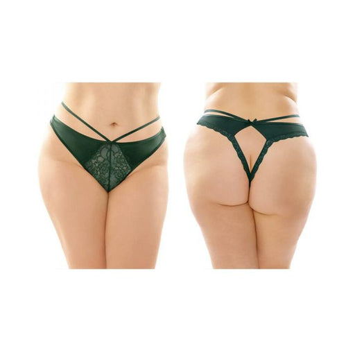 Kalina Strappy Microfiber And Lace Thong With Back Cutout 6-pack Q/s Green | cutebutkinky.com