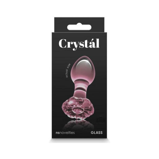 Crystal Flower Glass Anal Plug Pink | cutebutkinky.com