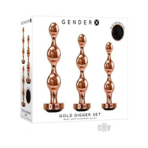 Gender X Gold Digger Set Of 3 Plugs Rose Gold/black | cutebutkinky.com