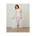 Dreamgirl Stretch Lace Teddy & Sheer Mesh Maxi Skirt With Adjustable Straps & G-string White Small H | cutebutkinky.com