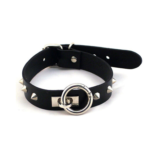 Rouge O-ring Studded Collar (thinner) Black | cutebutkinky.com