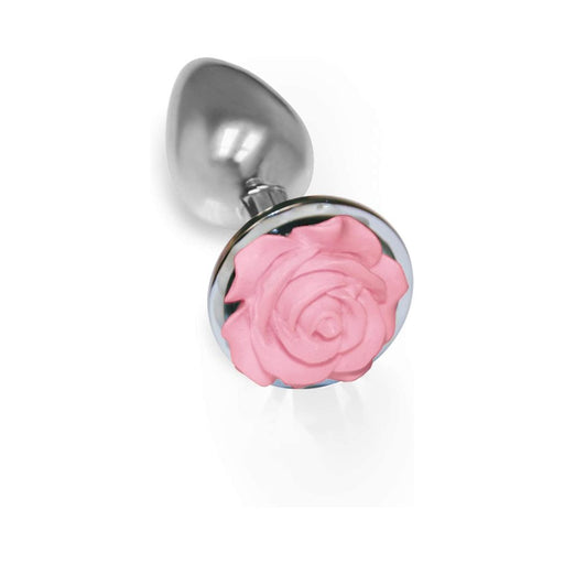 The 9's The Silver Starter Rose Floral Stainless Steel Butt Plug Pink | cutebutkinky.com