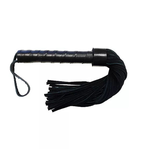 Short Suede Flogger With Leather Handle - Black | cutebutkinky.com