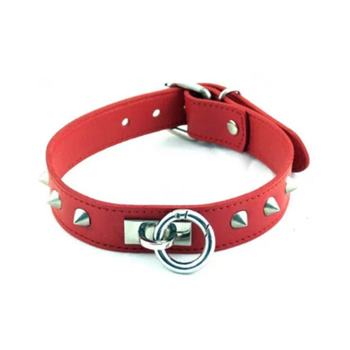 Rouge O Ring Studded Collar Red | cutebutkinky.com