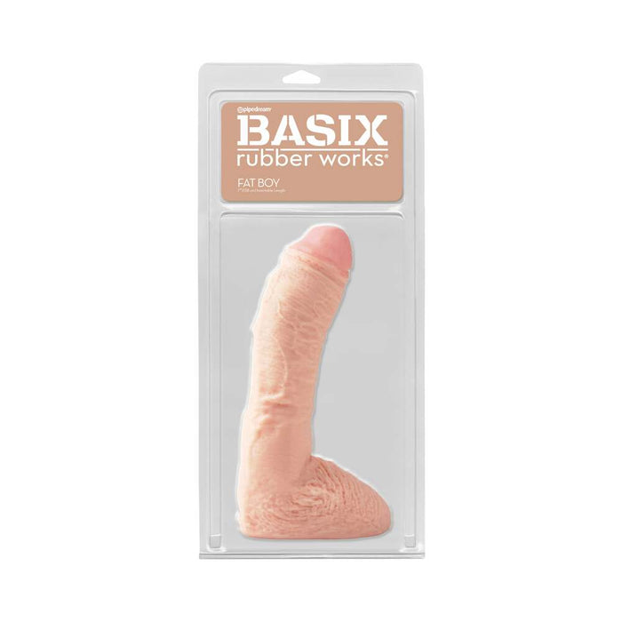 Basix Rubber Works Fat Boy 10 in. Dildo With Balls Beige