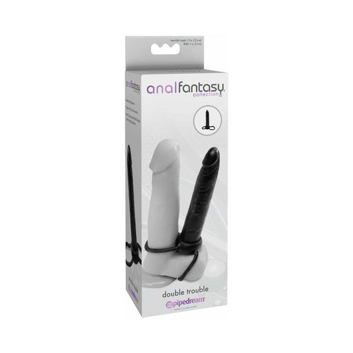 Anal Fantasy Collection Double Trouble 6 in. Dual-Entry Strap-On Dildo Black
