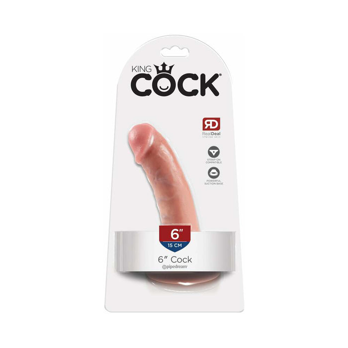 King Cock 6 in. Cock Realistic Dildo With Suction Cup Beige