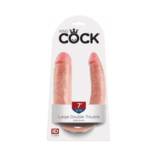 King Cock Double Trouble Large 7 in. Realistic Dual-Ended Dildo Beige