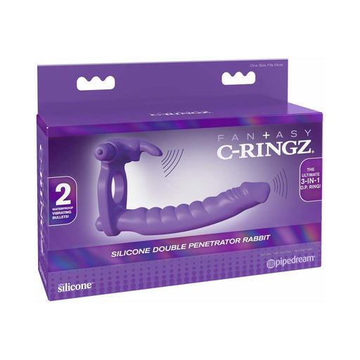 Fantasy C-Ringz Double Penetrator Vibrating Rabbit Dual Entry Cockring Purple
