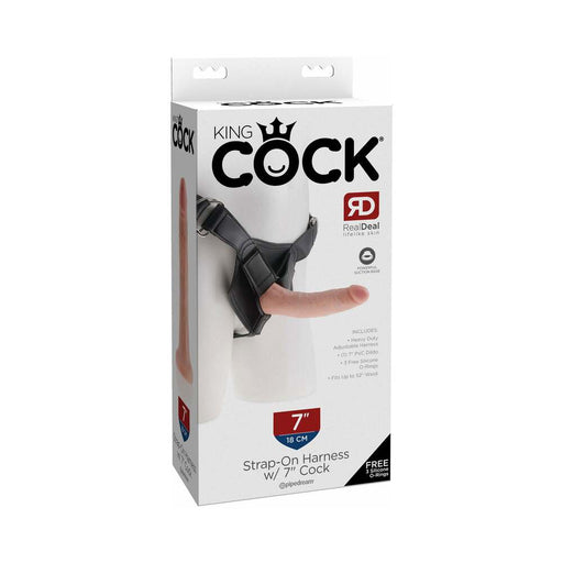 King Cock Strap-On Harness With 7 in. Cock Beige