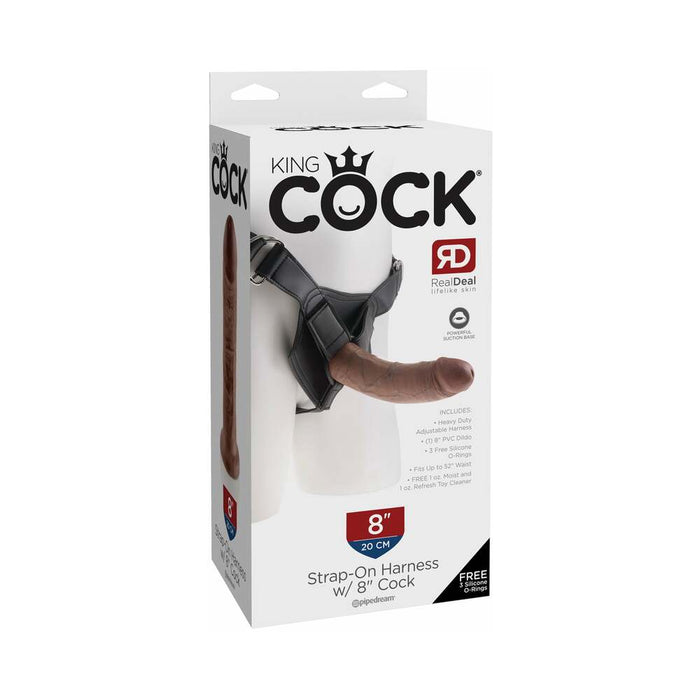 King Cock Strap-On Harness With 8 in. Cock Brown
