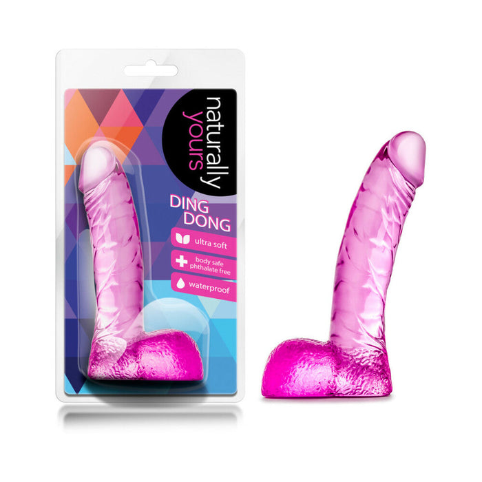 Naturally Yours Ding Dong Realistic 5.5 in. Dildo with Balls Pink