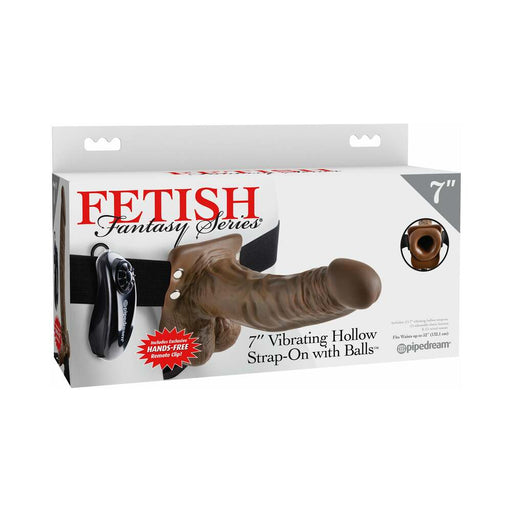Fetish Fantasy Series 7 in. Vibrating Hollow Strap-On with Balls Brown/Black