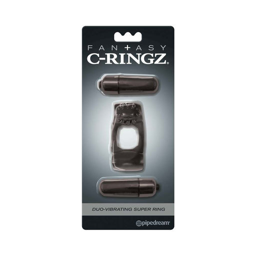 Fantasy C-Ringz Duo-Vibrating Super Ring With Dual Bullets Black