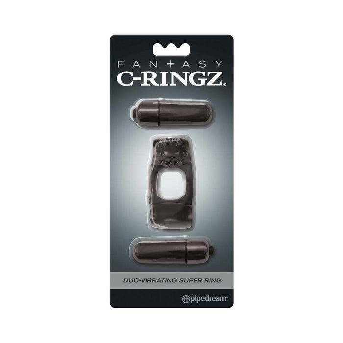 Fantasy C-Ringz Duo-Vibrating Super Ring With Dual Bullets Black