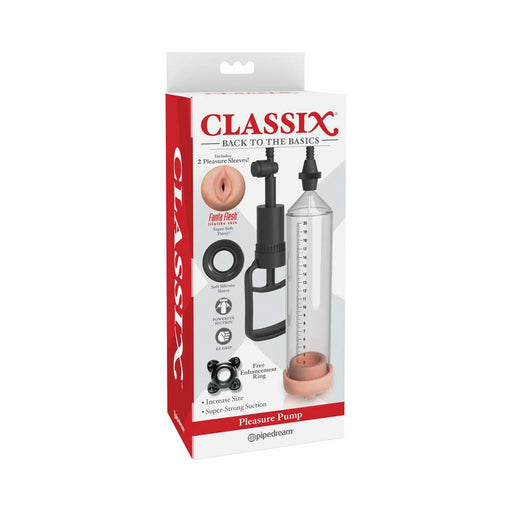 Classix Pleasure Pump With Interchangeable Sleeves Clear/Beige/Black