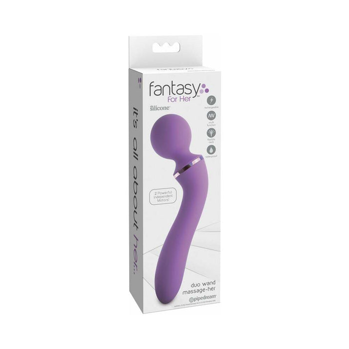 Fantasy For Her Duo Wand Massage-Her Rechargeable Silicone Dual-Ended Vibrator Purple