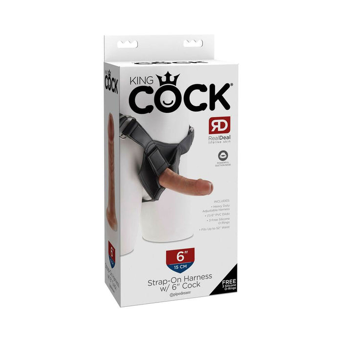 King Cock Strap-on Harness With 6 in. Cock Tan