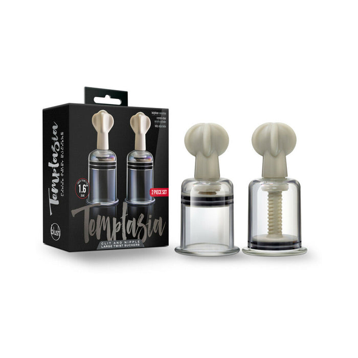 Temptasia Clit and Nipple Twist Suckers 2-Piece Set Large Clear