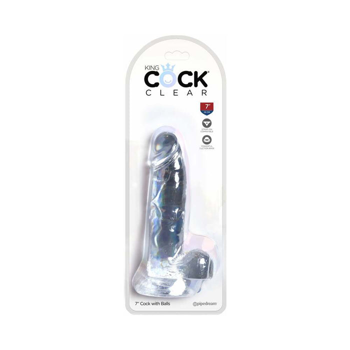 King Cock Clear 7 in. Cock With Balls Realistic Suction Cup Dildo