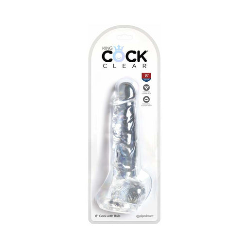 King Cock Clear 8 in. Cock With Balls Realistic Suction Cup Dildo