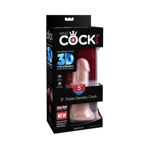 King Cock Plus 5 in. Triple Density Cock Realistic Dildo With Suction Cup Beige