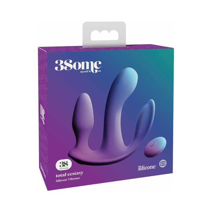 3Some Total Ecstasy Triple Stimulation Silicone Vibrator Purple