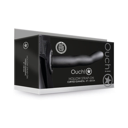 Ouch! Curved 8 in. Hollow Strap-On Gunmetal