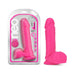 Neo 8 in. Dual Density Dildo with Balls Neon Pink