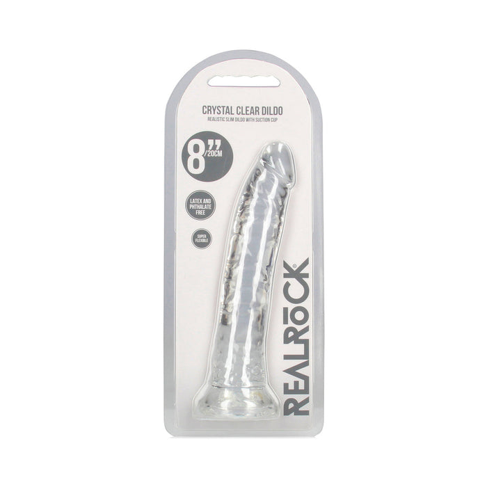 RealRock Crystal Clear Slim 8 in. Dildo Clear