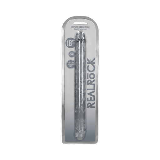 RealRock Crystal Clear Double Dong 18 in. Dual-Ended Dildo Clear