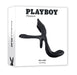 Playboy The 3 Way Rechargeable Remote Controlled Vibrating Silicone Cockring with Stimulator Black