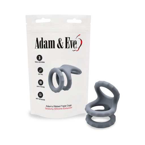 Adam & Eve Adam''s Ridged Triple Cage (Bag Packaging)