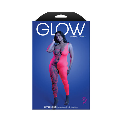 Fantasy Lingerie Glow Hyperdrive UV Reactive Rhinestone Bodystocking Queen Size