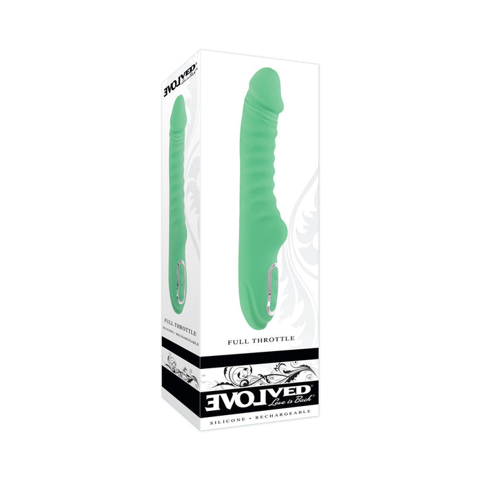 Evolved Full Throttle Rechargeable Warming Vibrator Silicone Mint Green