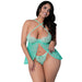 Magic Silk Caribbean Crush Flutter Babydoll & Thong Set Aqua Glow Queen Size
