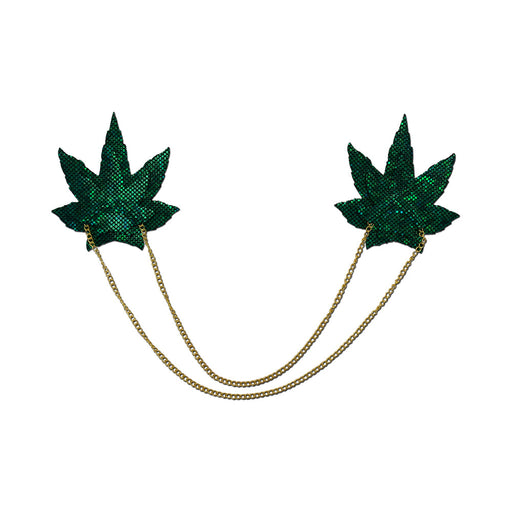 Pastease Chains: Shattered Glass Disco Ball Green Weed with Gold Chain Pasties