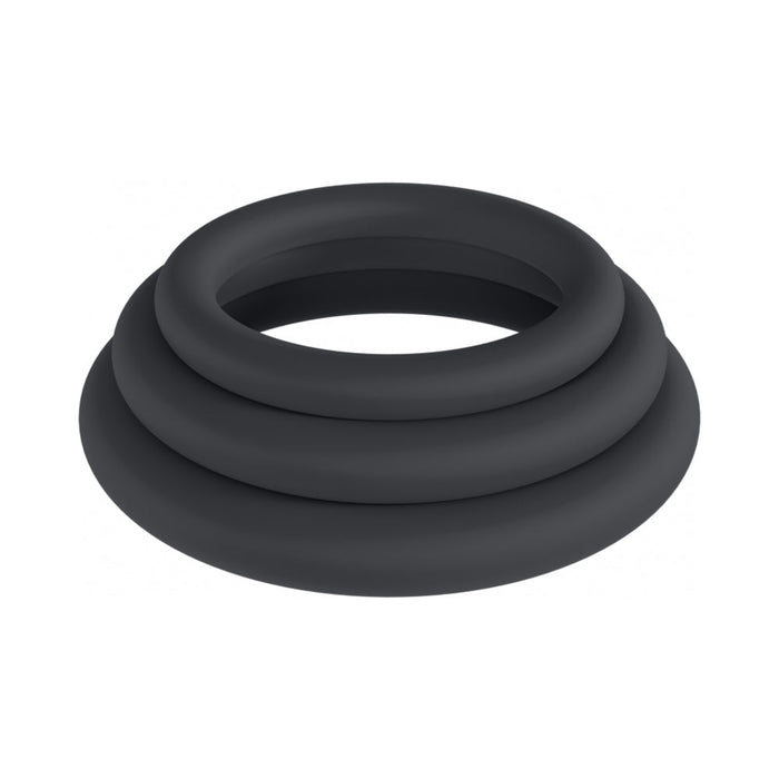 LEVELZ Classic Silicone Cock Ring Set of 3 (XS/S/M) Black