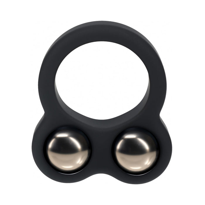 LEVELZ Liquid Silicone Double Weighted Ball Cock Ring Black