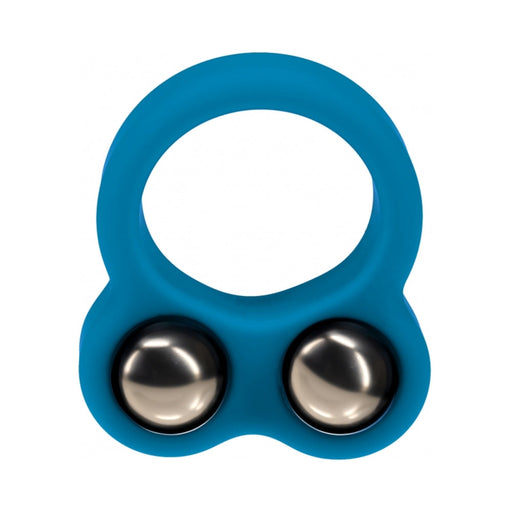 LEVELZ Liquid Silicone Double Weighted Ball Cock Ring Teal