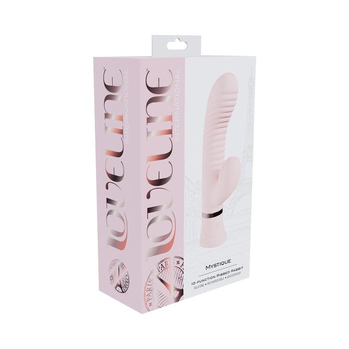 Loveline Mystique Rechargeable Silicone Ribbed Rabbit Vibrator Pink