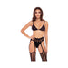 Straight Up 3-piece Sheer Striped Bra, Thong, And Garter Set Black M/l | cutebutkinky.com
