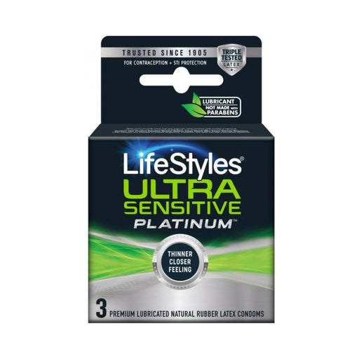 Lifestyles Ultra Sensitive Platinum Latex Condoms Pack Of 3 | cutebutkinky.com