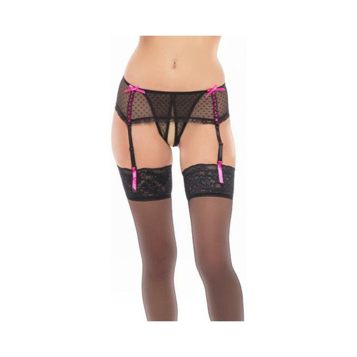 Dream Of Me Crotchless Garter Thong Black M/l | cutebutkinky.com