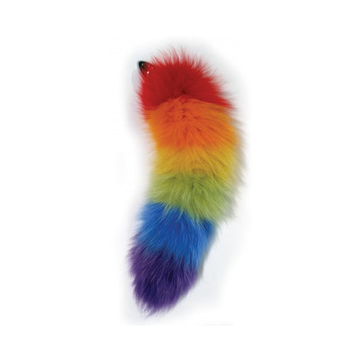 Rainbow Foxy Tail  Fur Tail With Stainless Steel Butt Plug | cutebutkinky.com