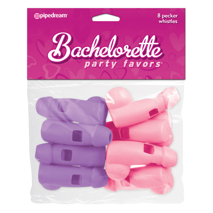 Pipedream Bachelorette Party Favors Pecker Whistles 8-Piece Set Purple/Pink