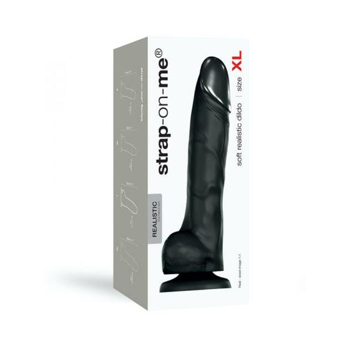 Strap-on-me Soft Realistic Dildo Black Xl | cutebutkinky.com