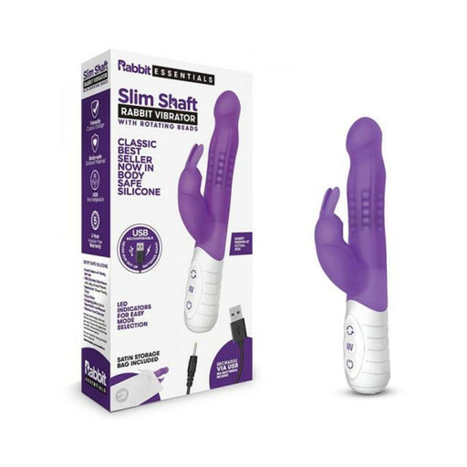 Rabbit Essentials Slim Shaft Rabbit Vibrator Purple | cutebutkinky.com
